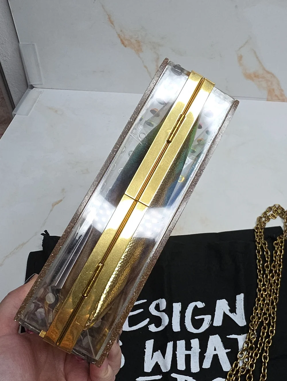 Kurt Geiger crystal quilt box clutch Crossbody bag Convertable  New